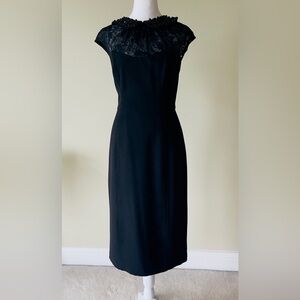 Maggy London Black Lace Women's with Beaded Collar Sleeveless Dress EUC Size 12